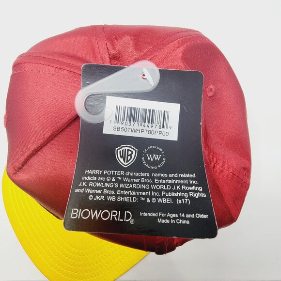 Harry Potter Hat Satin Snapback Gryffindor House Red Yellow Adult Adjustable - Picture 7 of 7